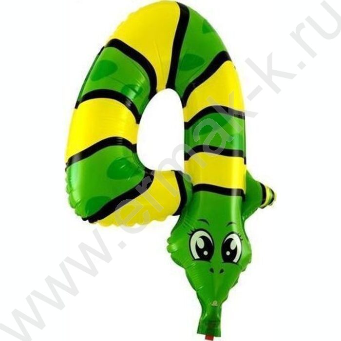 Шар воздушный 17" Цифра 4 Змея 42см | Фото 1