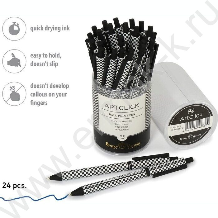 Ручка шар авт ArtClick. Шашечки синяя 0,5мм | Фото 3