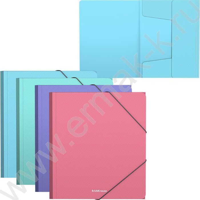 Папка д/тетрадей А5+ пластик на резинке Diagonal Pastel /ассорти | Фото 1