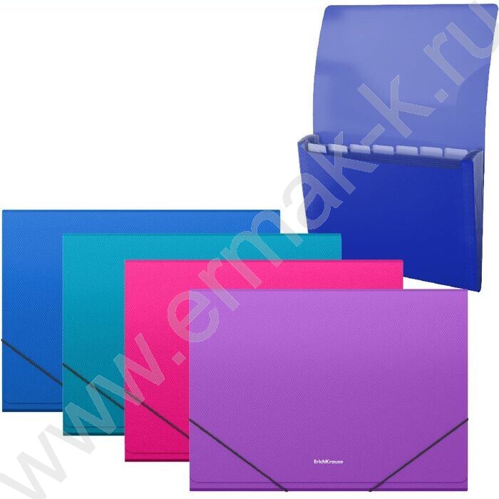 Папка картотека  7отд. Diagonal Vivid, A4, ассорти | Фото 1