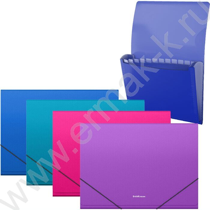 Папка картотека 13отд. Diagonal Vivid, A4, ассорти | Фото 1