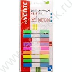 Набор самокл. этикеток-закладок  6*45мм /10л*9цв неон пластик полупр. в диспенсере Z-сложение | Фото 1