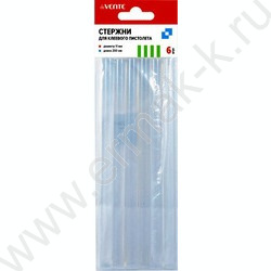 Стержни для клеевого пистолета  6шт 11мм прозрачные длина 200мм / картон. европодвес | Фото 1