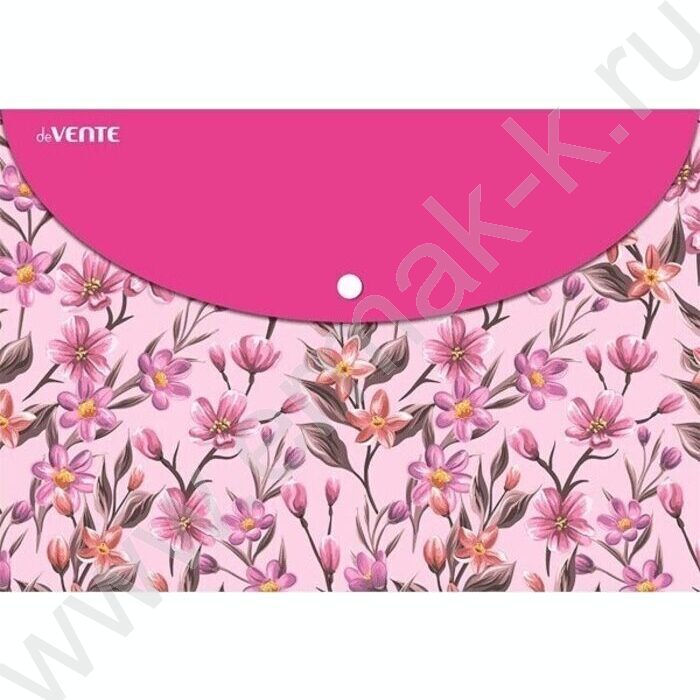 Папка-конверт на кнопке А4 Flowers н/прозр. 150мкм | Фото 1