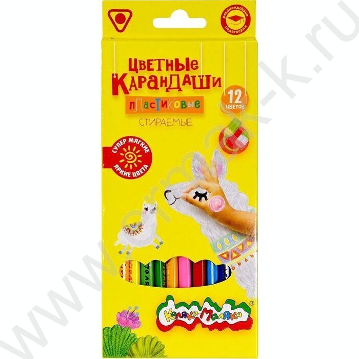 Карандаши пластиковые 12цв Каляка-Маляка /трехгранные /с ластиком /европодвес | Фото 1