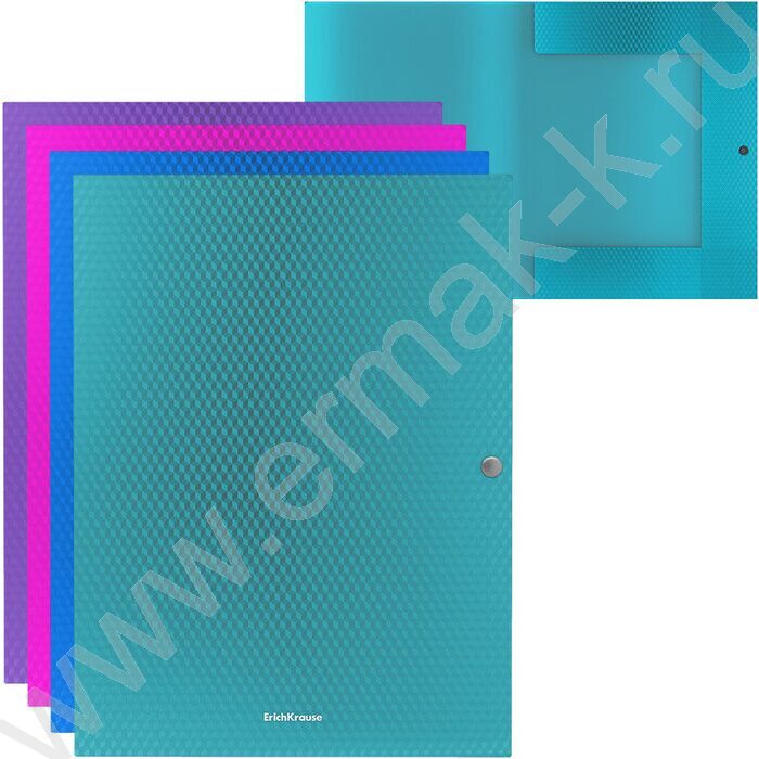 Папка-конверт на кнопке А4 Diagonal Vivid 3 клапана 8мм ассорти | Фото 1