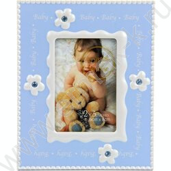 Фоторамка   6*8см алюминиевая с ножкой crystal blue (голубая) | Фото 1