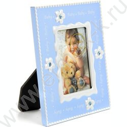 Фоторамка   6*8см алюминиевая с ножкой crystal blue (голубая) | Фото 2
