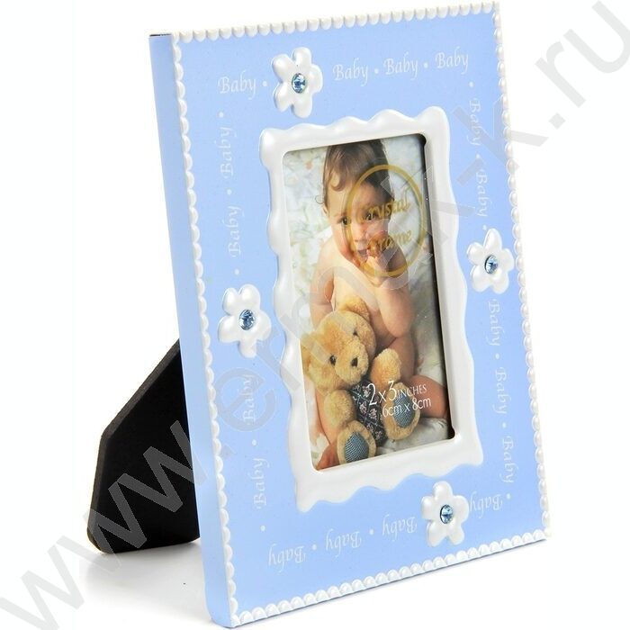 Фоторамка   6*8см алюминиевая с ножкой crystal blue (голубая) | Фото 2