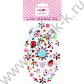 Наклейки-стразы акриловые Цветочный сад 9,5*18см, ассорти, блистер