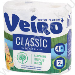 Бумага туалетная 2-сл 4рул./уп белая Linia VEIRO Classic  | Фото 1