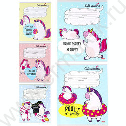 Тетрадь  12л линейка косая "Пухлые единорожки" 5видов | Фото 1