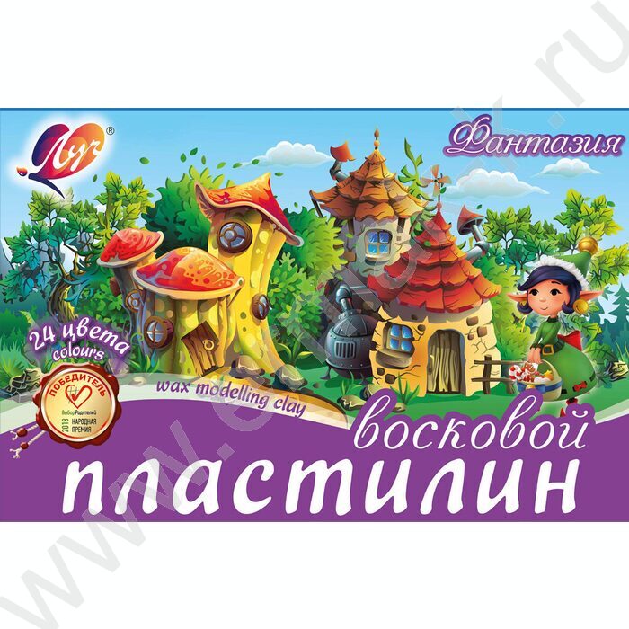 Пластилин восковой 24цв 420г Фантазия+стек | Фото 1