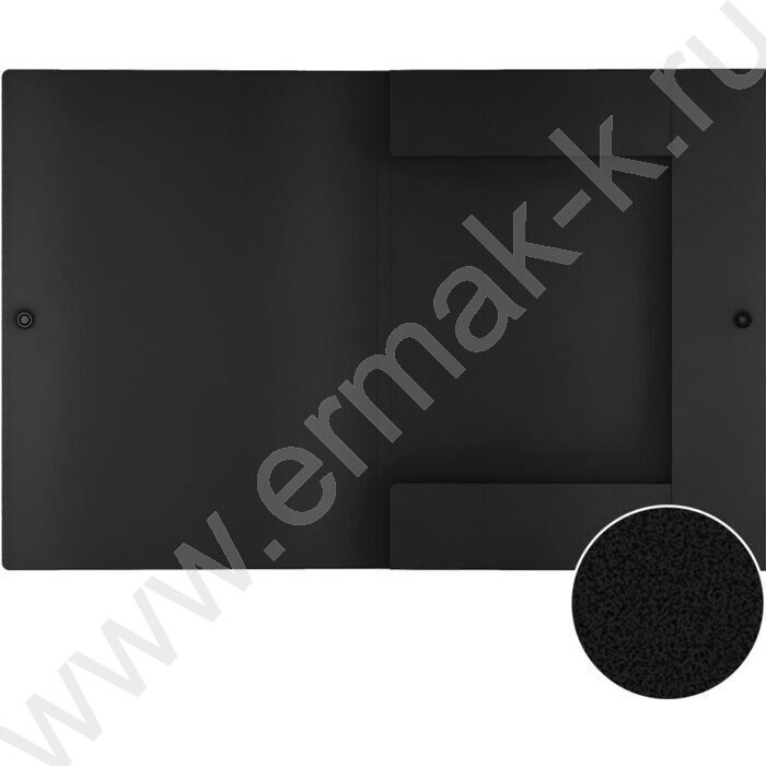 Папка-конверт на кнопке А4 Matt Classic черная 8мм с 3 клапанами | Фото 3