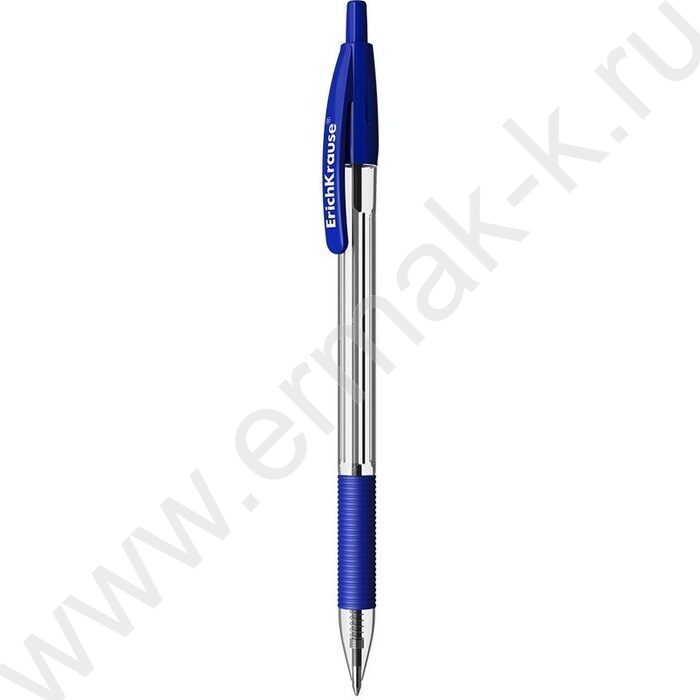 Ручка шар авт R-301 Matic&Grip Classic 1.0, синяя /корпус - прозрачный /с резиновым держателем | Фото 1