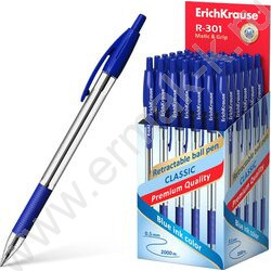 Ручка шар авт R-301 Matic&Grip Classic 1.0, синяя /корпус - прозрачный /с резиновым держателем | Фото 2