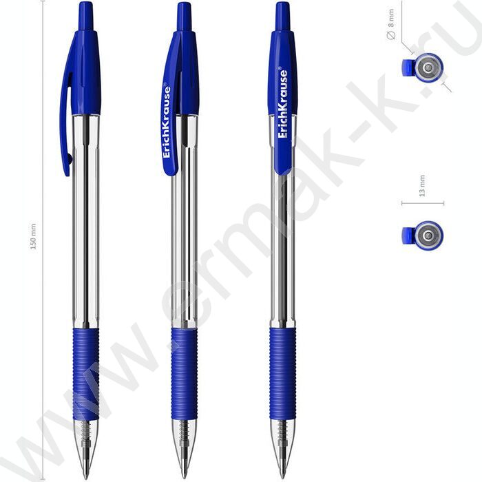 Ручка шар авт R-301 Matic&Grip Classic 1.0, синяя /корпус - прозрачный /с резиновым держателем | Фото 3