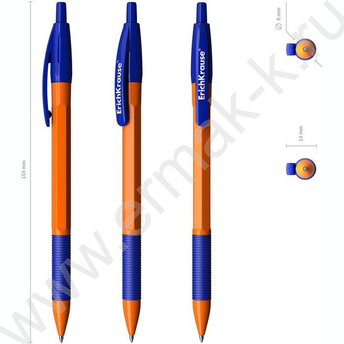 Ручка шар авт R-301 Matic&Grip Orange 0.7мм, синяя /корпус-оранжевый /с резин. держателем | Фото 3