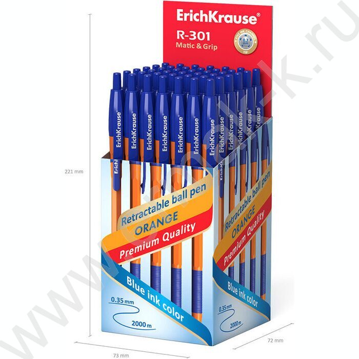 Ручка шар авт R-301 Matic&Grip Orange 0.7мм, синяя /корпус-оранжевый /с резин. держателем | Фото 4