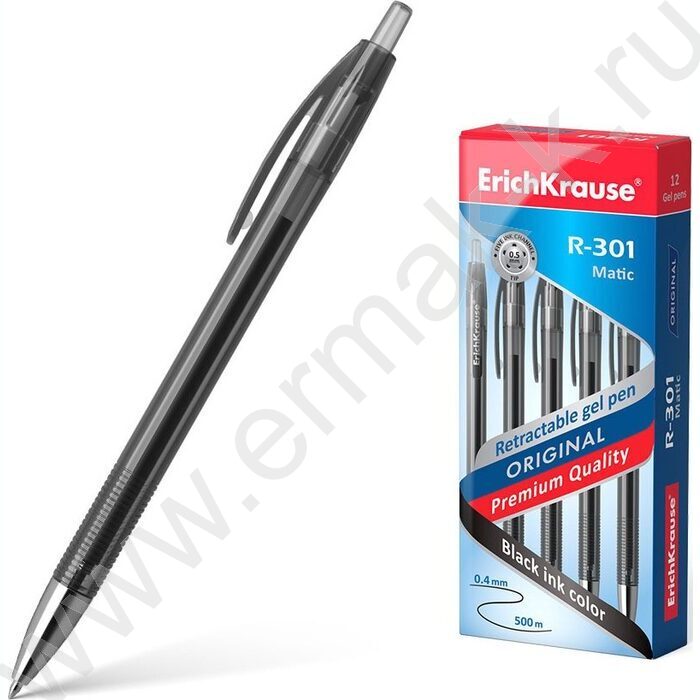 Ручка гелевая авт черная 0,5мм  R-301 Original Gel Matic | Фото 2