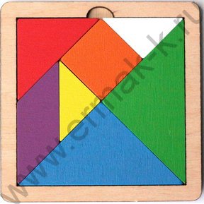 Игра головоломка деревянная "Танграм" цветной маленький