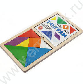 Игра головоломка деревянная "Танграм" цветной большой