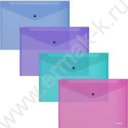 Папка-конверт на кнопке А5+ Glossy Vivid полупрозрач. /ассорти | Фото 1