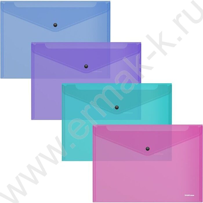 Папка-конверт на кнопке А5+ Glossy Vivid полупрозрач. /ассорти | Фото 1