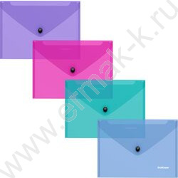 Папка-конверт на кнопке C6 Glossy Vivid полупрозрач. /ассорти | Фото 1