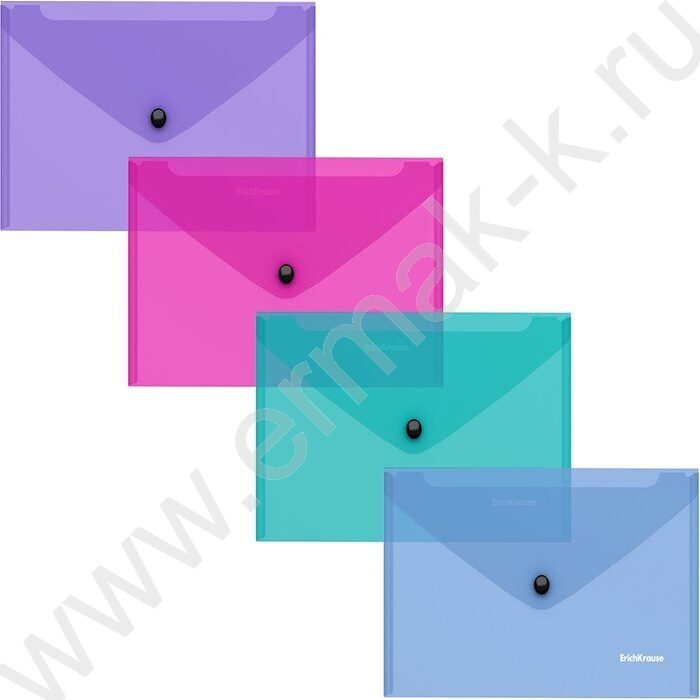 Папка-конверт на кнопке C6 Glossy Vivid полупрозрач. /ассорти | Фото 1