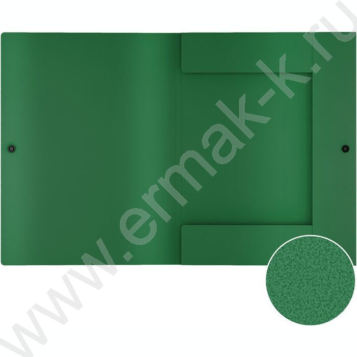 Папка-конверт на кнопке А4 Matt Classic зеленая 8мм с 3 клапанами | Фото 2