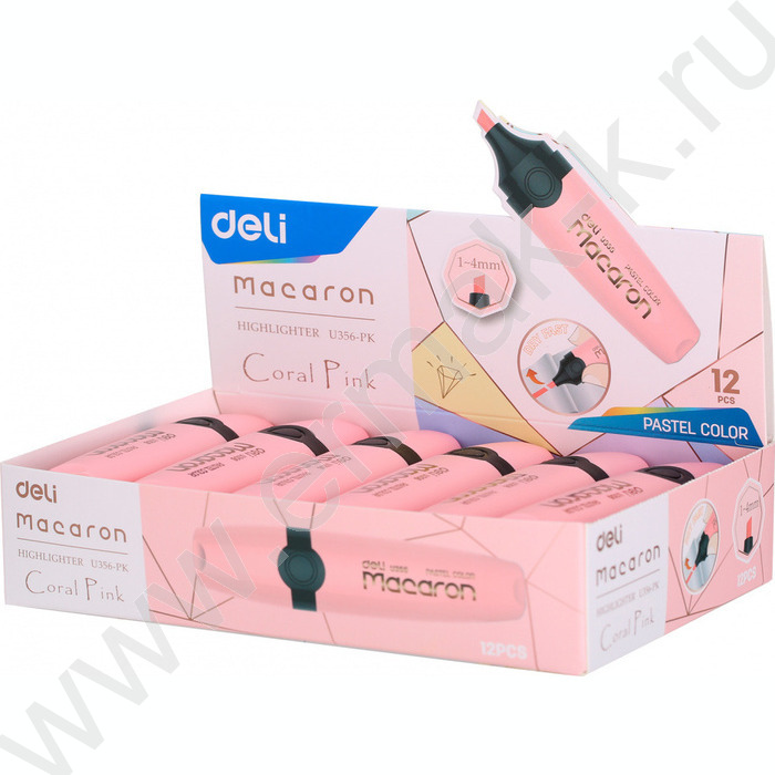 Текстовыделитель /розовый пастельный/ 1-5мм косой Macaron   | Фото 3