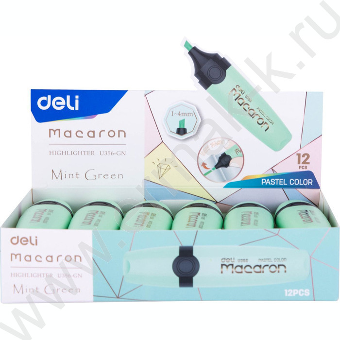 Текстовыделитель /мятный/ 1-5мм косой Macaron   | Фото 4