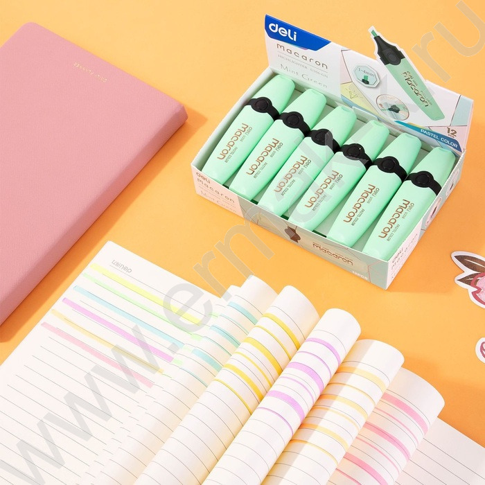 Текстовыделитель /мятный/ 1-5мм косой Macaron   | Фото 5