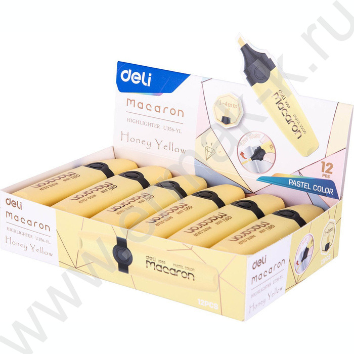 Текстовыделитель /желтый пастельный/ 1-5мм косой Macaron   | Фото 3