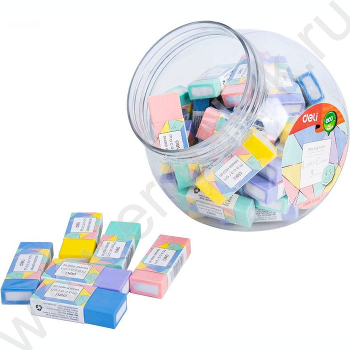 Ластик цветной "Macaron" /50*20*11мм /ассорти, пласт. туба | Фото 5