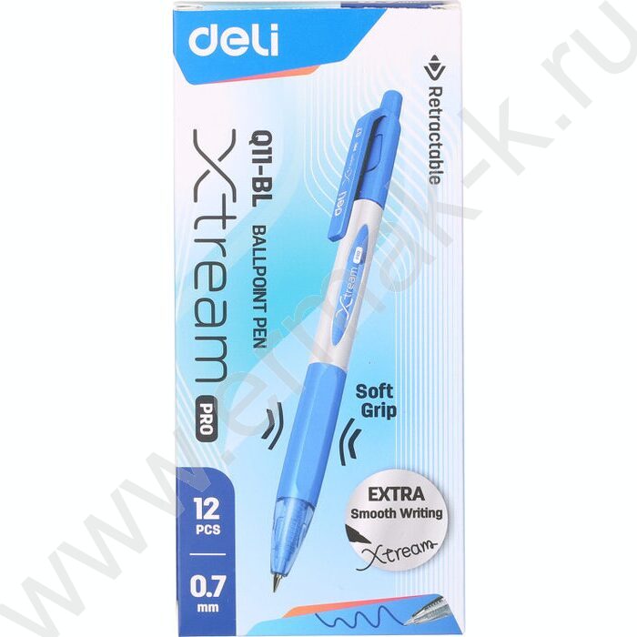 Ручка шар авт синяя 0,7мм X-tream /резин. манжета, корпус - синий металлик | Фото 3