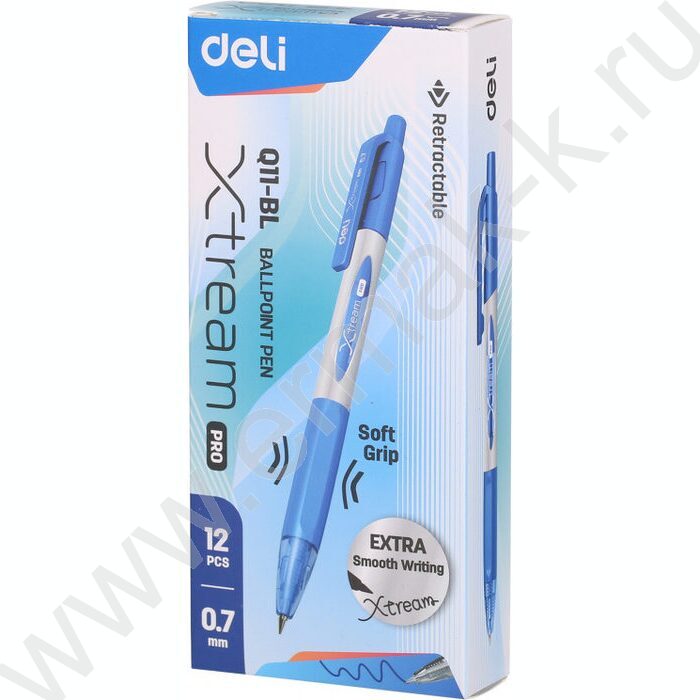 Ручка шар авт синяя 0,7мм X-tream /резин. манжета, корпус - синий металлик | Фото 4