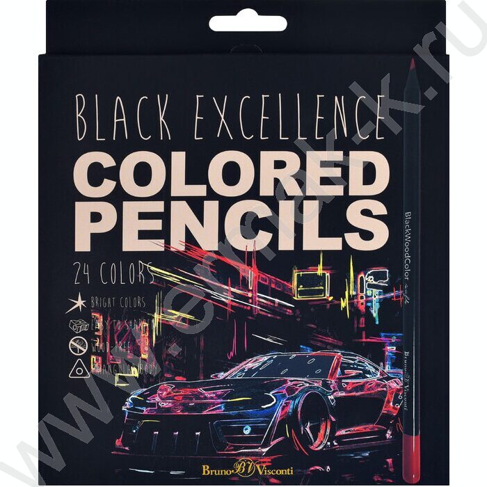Карандаши пластиковые 24цв BlackWoodColor 4вида | Фото 2