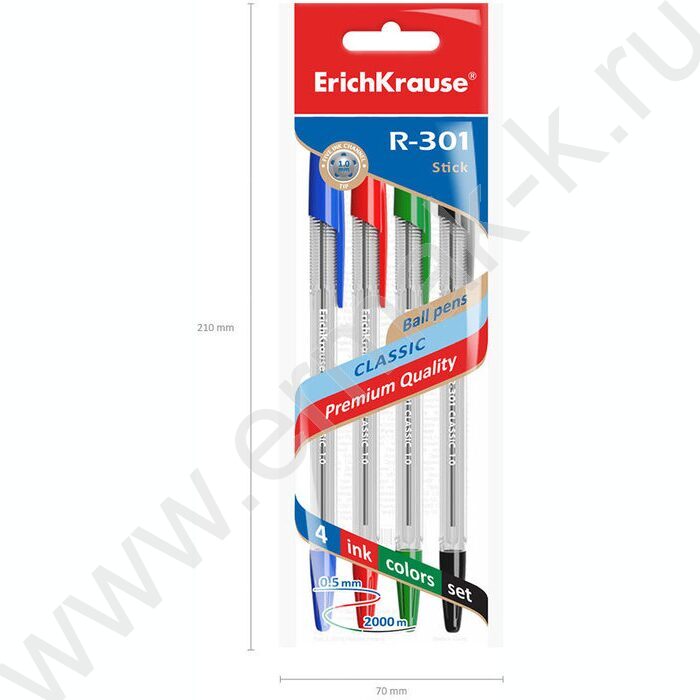 Ручка шар /набор  4шт/4цв R-301 Stick Classic | Фото 4