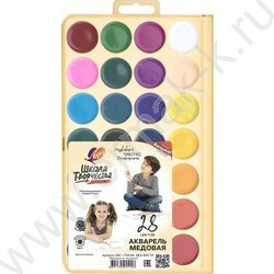 Акварель медовая 28цв  Школа творчества б/кисточки п/у европодвес | Фото 1