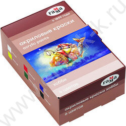 Краски акриловые  6цв 20мл "Хобби", декоративные /картон. кор. | Фото 1