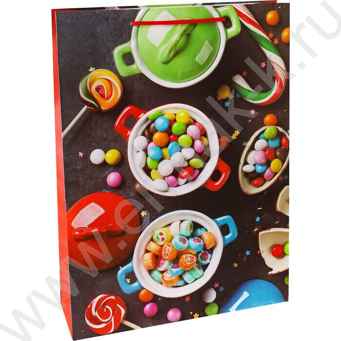 Пакет подарочный с глянцевой лам.157гр 32,4*44,5*10,2см (XL) Сладости | Фото 1