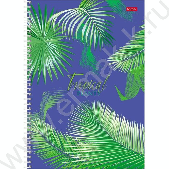 Тетрадь  96л А4 клетка/спираль "Тропические листья" 4вида | Фото 2