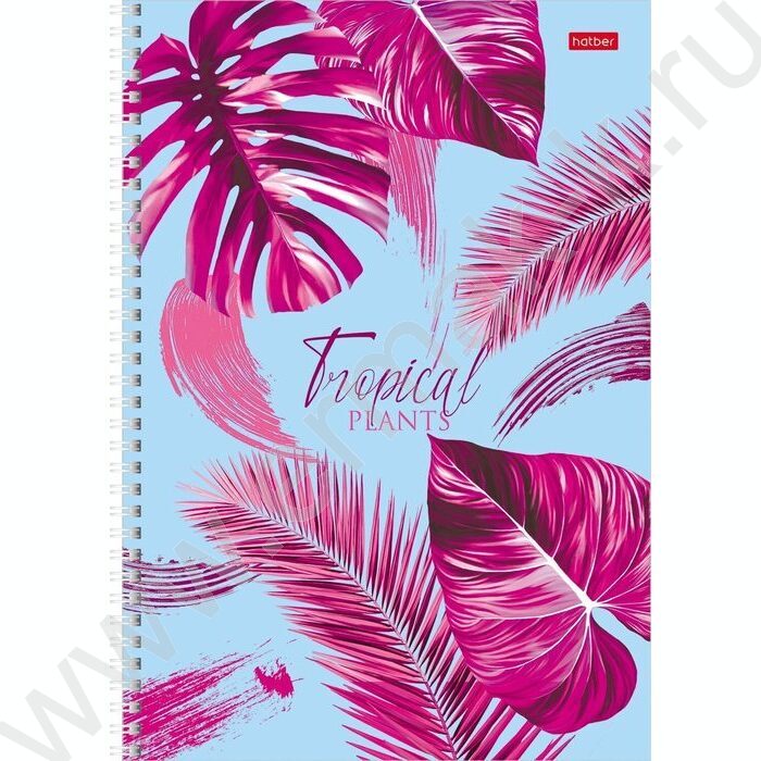 Тетрадь  96л А4 клетка/спираль "Тропические листья" 4вида | Фото 3