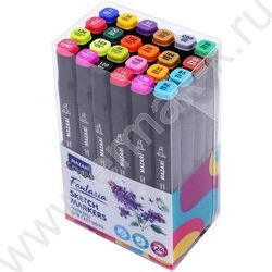 Маркер для скетчинга /набор 24цв/ двусторонний Fantasia Main colors (основные цвета), пулевид./к | Фото 1