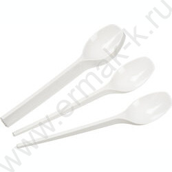 Ложка одноразовая чайная 125мм, белая, ПС /упаковка - 100шт | Фото 1