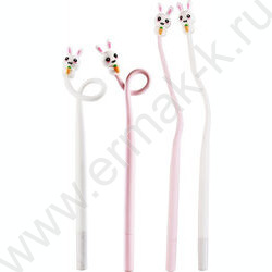 Ручка гелевая синяя 0,5мм  Twisted bunny/игла,цв.пл. корпус,смен.стержень 130мм 4дизайна | Фото 2