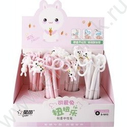 Ручка гелевая синяя 0,5мм  Twisted bunny/игла,цв.пл. корпус,смен.стержень 130мм 4дизайна | Фото 3