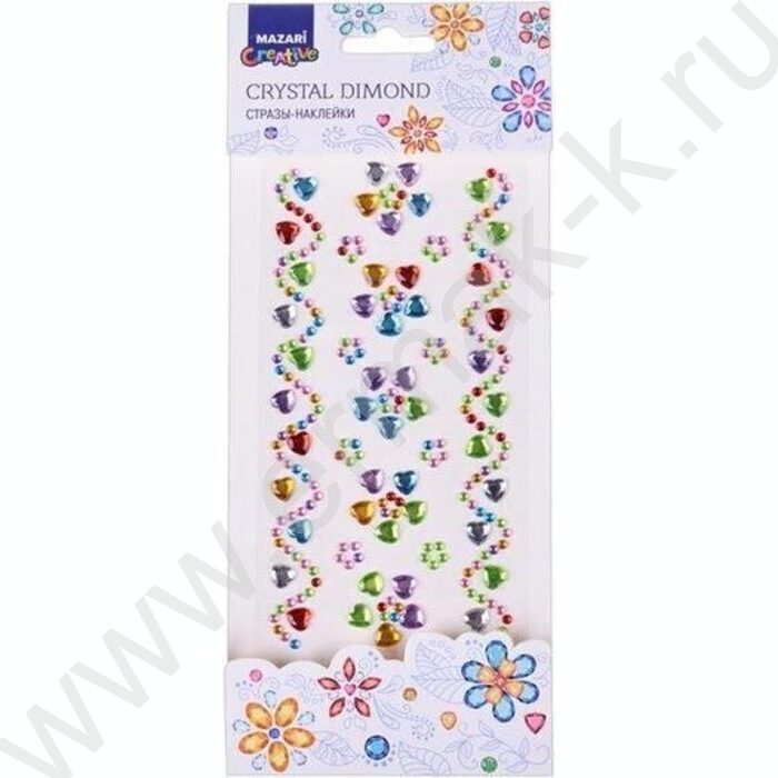 Стразы-наклейки 16*9см 12 дизайнов ОПП-упаковка с европодвесом | Фото 1